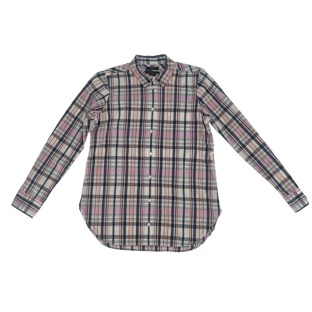 J. Crew Pink Classic-fit Boy Shirt In J. Crew Signature Plaid Size 4 Women’s